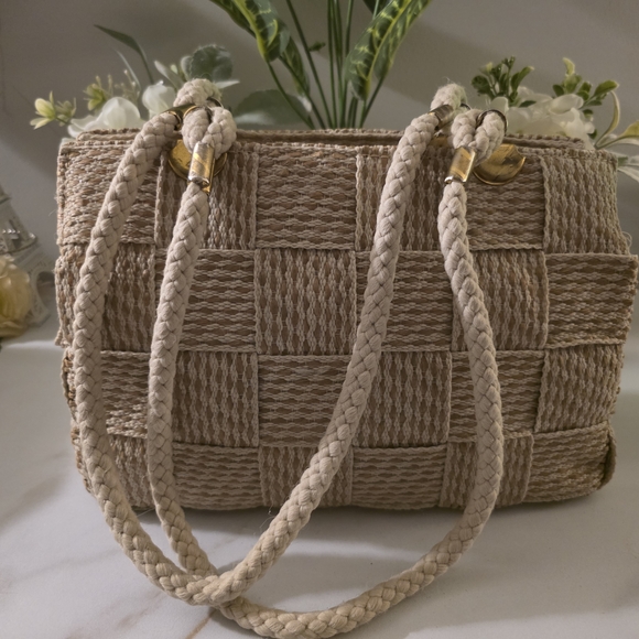 fiona Handbags - Chic Woven Beige Tote Bag Fiona Made In Italy